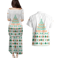 Ireland Christmas Couples Matching Puletasi and Hawaiian Shirt with Celtic Knot Shamrock and Tricolor Holiday Pattern - Wonder Print Shop