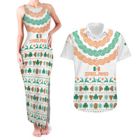 Ireland Christmas Couples Matching Tank Maxi Dress and Hawaiian Shirt with Celtic Knot Shamrock and Tricolor Holiday Pattern - Wonder Print Shop