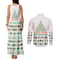 Ireland Christmas Couples Matching Tank Maxi Dress and Long Sleeve Button Shirt with Celtic Knot Shamrock and Tricolor Holiday Pattern - Wonder Print Shop