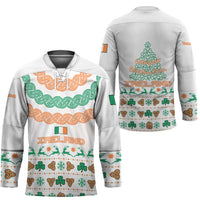 Ireland Christmas Hockey Jersey with Celtic Knot Shamrock and Tricolor Holiday Pattern - Wonder Print Shop