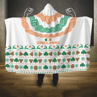 Ireland Christmas Hooded Blanket with Celtic Knot Shamrock and Tricolor Holiday Pattern - Wonder Print Shop