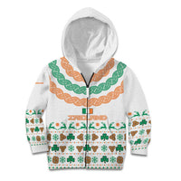 Ireland Christmas Kid Hoodie with Celtic Knot Shamrock and Tricolor Holiday Pattern - Wonder Print Shop