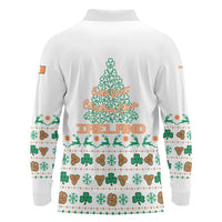 Ireland Christmas Long Sleeve Polo Shirt with Celtic Knot Shamrock and Tricolor Holiday Pattern - Wonder Print Shop