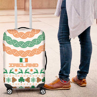 Ireland Christmas Luggage Cover with Celtic Knot Shamrock and Tricolor Holiday Pattern - Wonder Print Shop