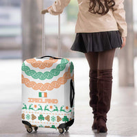 Ireland Christmas Luggage Cover with Celtic Knot Shamrock and Tricolor Holiday Pattern - Wonder Print Shop