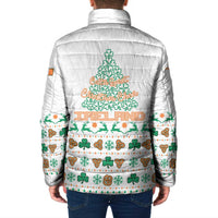 Ireland Christmas Padded Jacket with Celtic Knot Shamrock and Tricolor Holiday Pattern - Wonder Print Shop