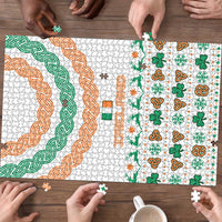 Ireland Christmas Puzzle with Celtic Knot Shamrock and Tricolor Holiday Pattern - Wonder Print Shop