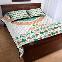 Ireland Christmas Quilt Bed Set with Celtic Knot Shamrock and Tricolor Holiday Pattern - Wonder Print Shop