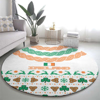 Ireland Christmas Round Carpet with Celtic Knot Shamrock and Tricolor Holiday Pattern - Wonder Print Shop