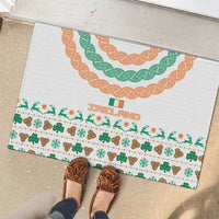 Ireland Christmas Rubber Doormat with Celtic Knot Shamrock and Tricolor Holiday Pattern - Wonder Print Shop