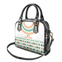 Ireland Christmas Shoulder Handbag with Celtic Knot Shamrock and Tricolor Holiday Pattern - Wonder Print Shop