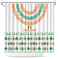 Ireland Christmas Shower Curtain with Celtic Knot Shamrock and Tricolor Holiday Pattern - Wonder Print Shop