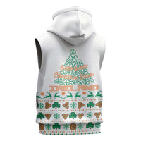 Ireland Christmas Sleeveless Hoodie with Celtic Knot Shamrock and Tricolor Holiday Pattern - Wonder Print Shop