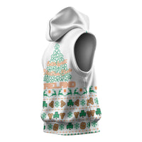 Ireland Christmas Sleeveless Hoodie with Celtic Knot Shamrock and Tricolor Holiday Pattern - Wonder Print Shop