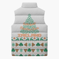 Ireland Christmas Sleeveless Puffer Jacket with Celtic Knot Shamrock and Tricolor Holiday Pattern - Wonder Print Shop