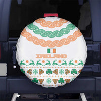 Ireland Christmas Spare Tire Cover with Celtic Knot Shamrock and Tricolor Holiday Pattern - Wonder Print Shop