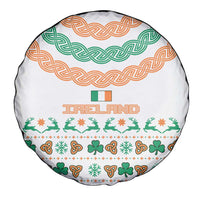 Ireland Christmas Spare Tire Cover with Celtic Knot Shamrock and Tricolor Holiday Pattern - Wonder Print Shop