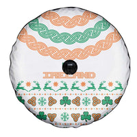 Ireland Christmas Spare Tire Cover with Celtic Knot Shamrock and Tricolor Holiday Pattern - Wonder Print Shop
