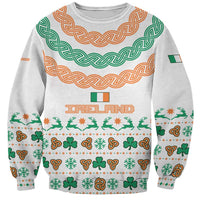 Ireland Christmas Sweatshirt with Celtic Knot Shamrock and Tricolor Holiday Pattern - Wonder Print Shop