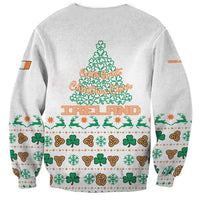 Ireland Christmas Sweatshirt with Celtic Knot Shamrock and Tricolor Holiday Pattern - Wonder Print Shop