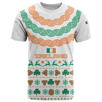 Ireland Christmas T Shirt with Celtic Knot Shamrock and Tricolor Holiday Pattern - Wonder Print Shop