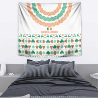 Ireland Christmas Tapestry with Celtic Knot Shamrock and Tricolor Holiday Pattern - Wonder Print Shop