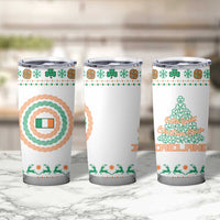 Ireland Christmas Tumbler Cup with Celtic Knot Shamrock and Tricolor Holiday Pattern - Wonder Print Shop