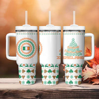 Ireland Christmas Tumbler With Handle with Celtic Knot Shamrock and Tricolor Holiday Pattern - Wonder Print Shop
