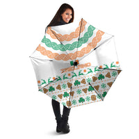 Ireland Christmas Umbrella with Celtic Knot Shamrock and Tricolor Holiday Pattern - Wonder Print Shop