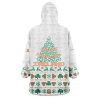 Ireland Christmas Wearable Blanket Hoodie with Celtic Knot Shamrock and Tricolor Holiday Pattern - Wonder Print Shop