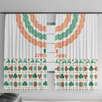 Ireland Christmas Window Curtain with Celtic Knot Shamrock and Tricolor Holiday Pattern - Wonder Print Shop