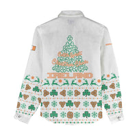 Ireland Christmas Women Casual Shirt with Celtic Knot Shamrock and Tricolor Holiday Pattern - Wonder Print Shop