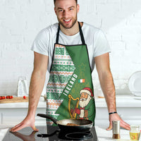 Ireland Christmas Apron with Celtic Harp Santa and Green Holiday Pattern - Wonder Print Shop
