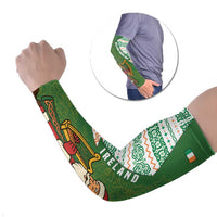 Ireland Christmas Arm Sleeves with Celtic Harp Santa and Green Holiday Pattern - Wonder Print Shop