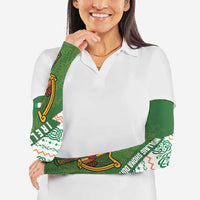 Ireland Christmas Arm Sleeves with Celtic Harp Santa and Green Holiday Pattern - Wonder Print Shop