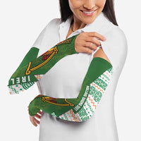 Ireland Christmas Arm Sleeves with Celtic Harp Santa and Green Holiday Pattern - Wonder Print Shop