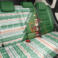 Ireland Christmas Back Car Seat Cover with Celtic Harp Santa and Green Holiday Pattern - Wonder Print Shop