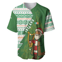 Ireland Christmas Baseball Jersey with Celtic Harp Santa and Green Holiday Pattern - Wonder Print Shop