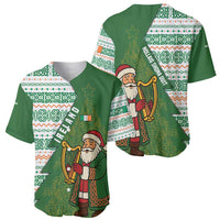 Ireland Christmas Baseball Jersey with Celtic Harp Santa and Green Holiday Pattern - Wonder Print Shop