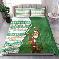 Ireland Christmas Bedding Set with Celtic Harp Santa and Green Holiday Pattern - Wonder Print Shop