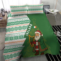 Ireland Christmas Bedding Set with Celtic Harp Santa and Green Holiday Pattern - Wonder Print Shop