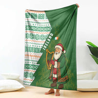 Ireland Christmas Blanket with Celtic Harp Santa and Green Holiday Pattern - Wonder Print Shop