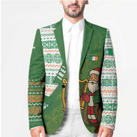 Ireland Christmas Blazer with Celtic Harp Santa and Green Holiday Pattern - Wonder Print Shop