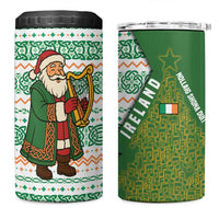 Ireland Christmas 4 in 1 Can Cooler Tumbler with Celtic Harp Santa and Green Holiday Pattern - Wonder Print Shop