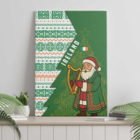 Ireland Christmas Canvas Wall Art with Celtic Harp Santa and Green Holiday Pattern - Wonder Print Shop