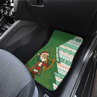 Ireland Christmas Car Mats with Celtic Harp Santa and Green Holiday Pattern - Wonder Print Shop