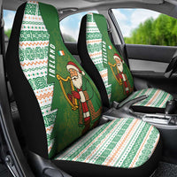 Ireland Christmas Car Seat Cover with Celtic Harp Santa and Green Holiday Pattern - Wonder Print Shop