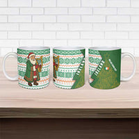 Ireland Christmas Ceramic Mug with Celtic Harp Santa and Green Holiday Pattern - Wonder Print Shop