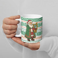 Ireland Christmas Ceramic Mug with Celtic Harp Santa and Green Holiday Pattern - Wonder Print Shop