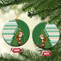 Ireland Christmas Ceramic Ornament with Celtic Harp Santa and Green Holiday Pattern - Wonder Print Shop